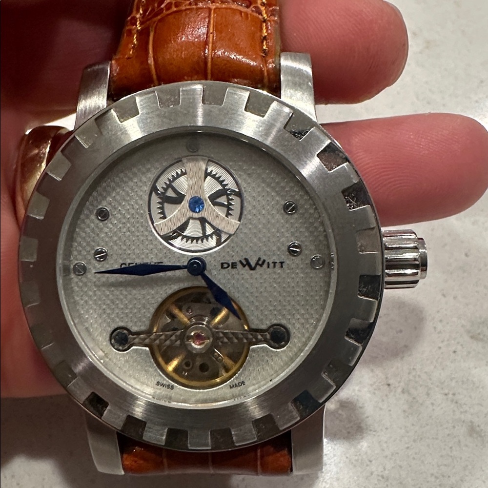 Watch with Brown Leather Strap